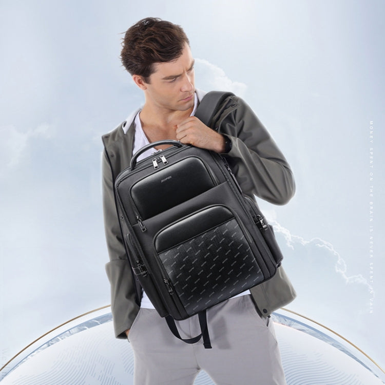 Bopai 61-91911 Large Capacity Business Waterproof Laptop Backpack With USB+Type-C Port(Black)