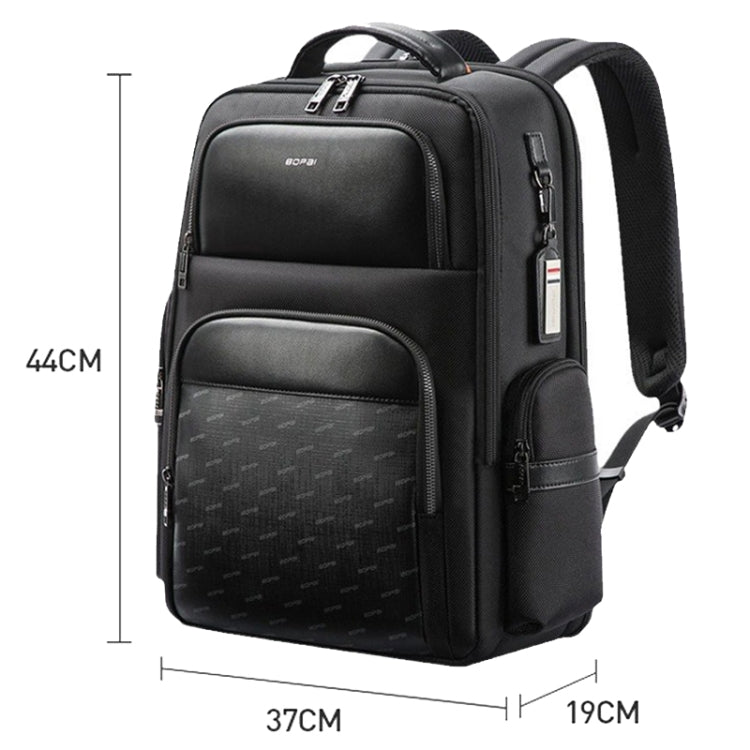 Bopai 61-91911 Large Capacity Business Waterproof Laptop Backpack With USB+Type-C Port(Black)