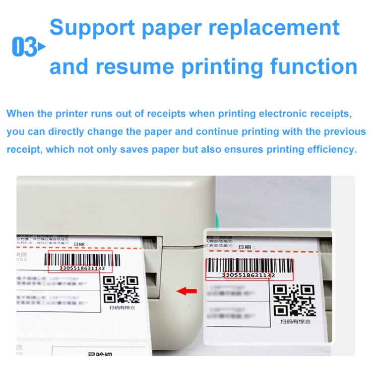 Xprinter XP-450B USB Port Supermarket Cashier Barcode Thermal Printer(EU Plug)