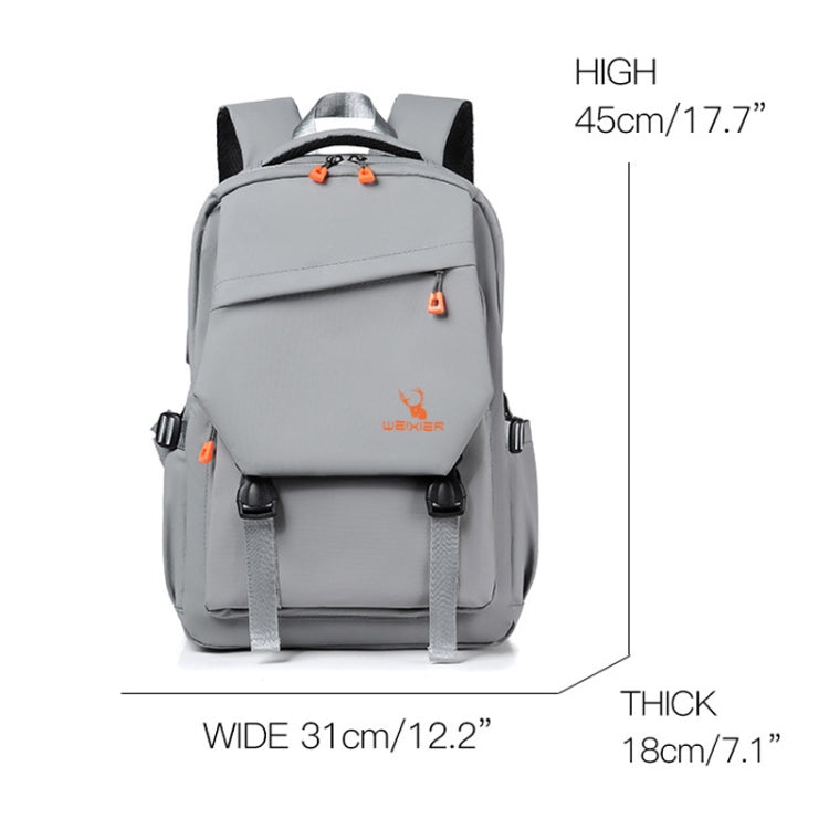 WEIXIER B682 Large Capacity Double Shoulder Backpack Casual Waterproof Travel Bag(Light Gray)