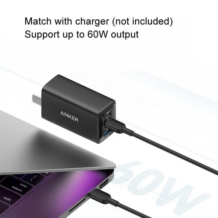 ANKER A81E2 1.8m 60W Dual Type-C Data Cell Phone Dual Head Fast Charging Cable(Black)