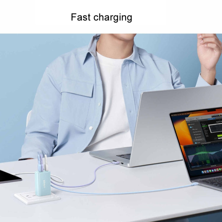 ANKER A81E2 1.8m 60W Dual Type-C Data Cell Phone Dual Head Fast Charging Cable(Black)
