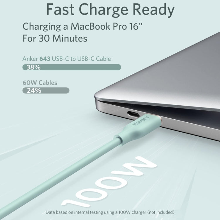 ANKER A8552 Powerline III 0.9m Skin Friendly Dual Type-C Data Cable PD100W Fast Charging Cable(Black)