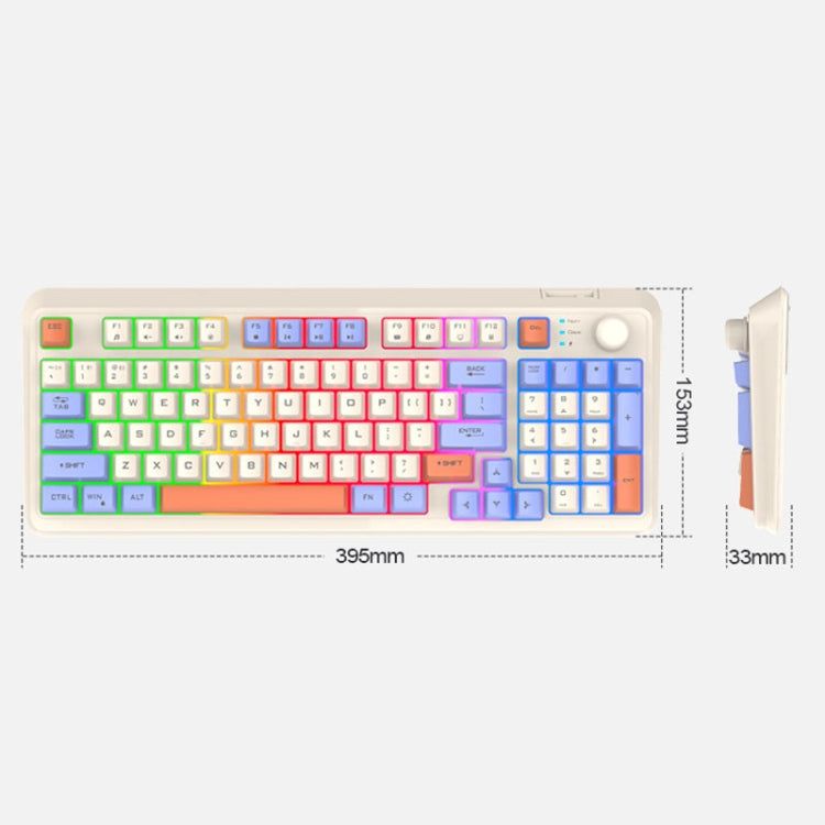 XUNSVFOX K94 Wireless Bluetooth Dual Mode Mechanical Keyboard Gaming Office Laptop Keyboard(Shimmer)