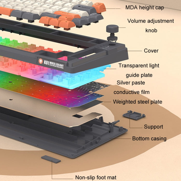 XUNSVFOX K81 Laptop Gaming Office Wired Illuminated Keyboard(Violet)