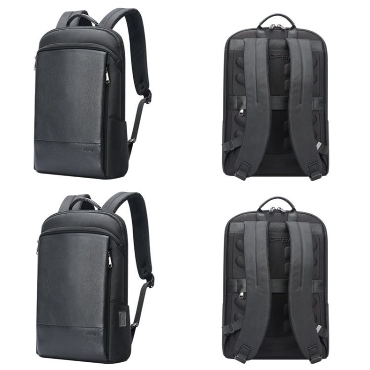 Bopai First-Layer Cowhide Business Commuter Waterproof And Lightweight Laptop Backpack, Color: Flagship