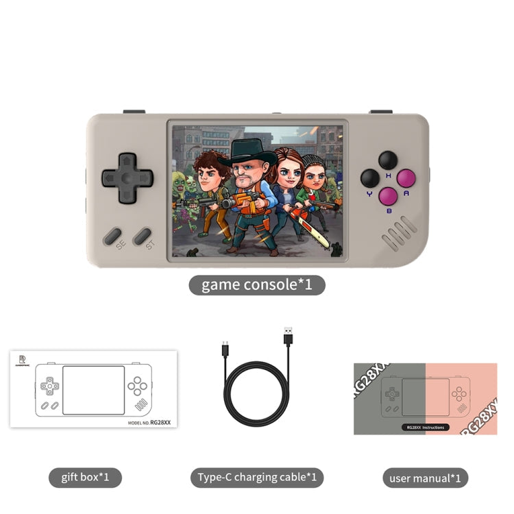 ANBERNIC RG28XX Retro Handheld Game Console 2.83-Inch IPS Screen Linux OS 64GB(Transparent Black)