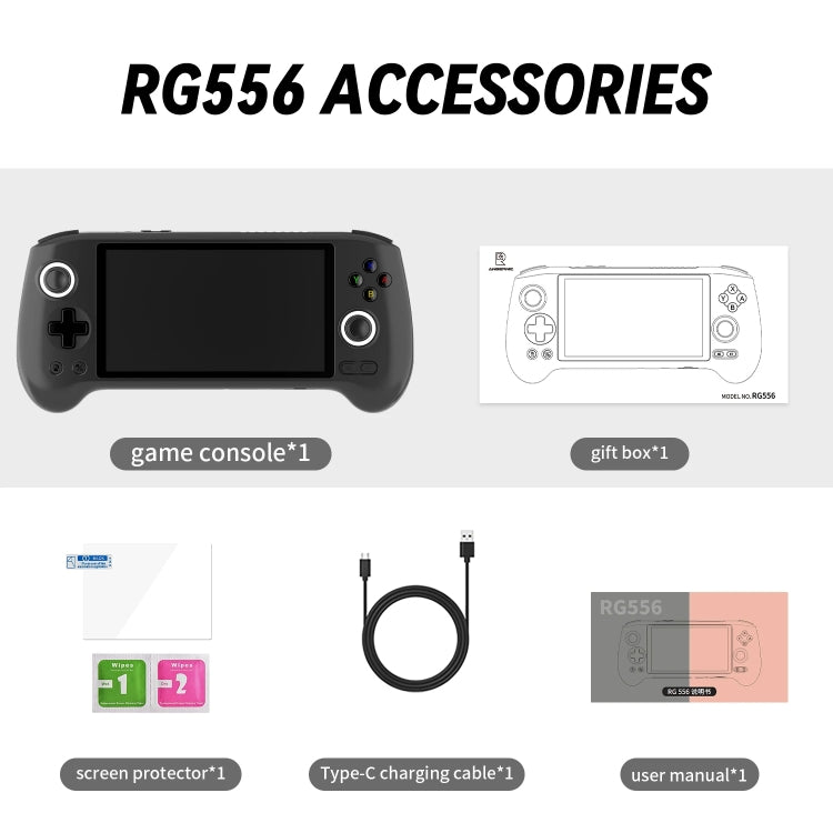 ANBERNIC RG556 Handheld Game Console Android 13 System 5.48-Inch AMOLED Screen WIFI Bluetooth Game Player 128GB+128GB(Transparent Blue)