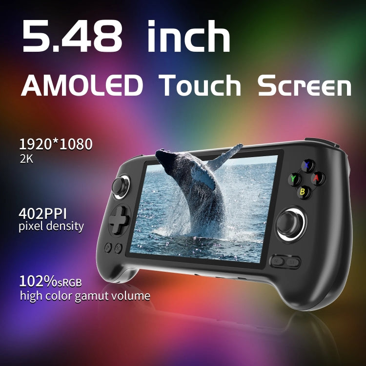 ANBERNIC RG556 Handheld Game Console Android 13 System 5.48-Inch AMOLED Screen WIFI Bluetooth Game Player 128GB+128GB(Transparent Blue)