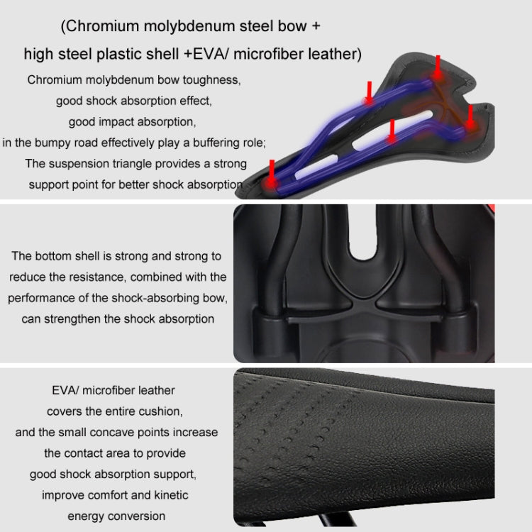 TOSEEK Mountain Bike Saddle Road Bicycle Seat Accessories, Color: Black