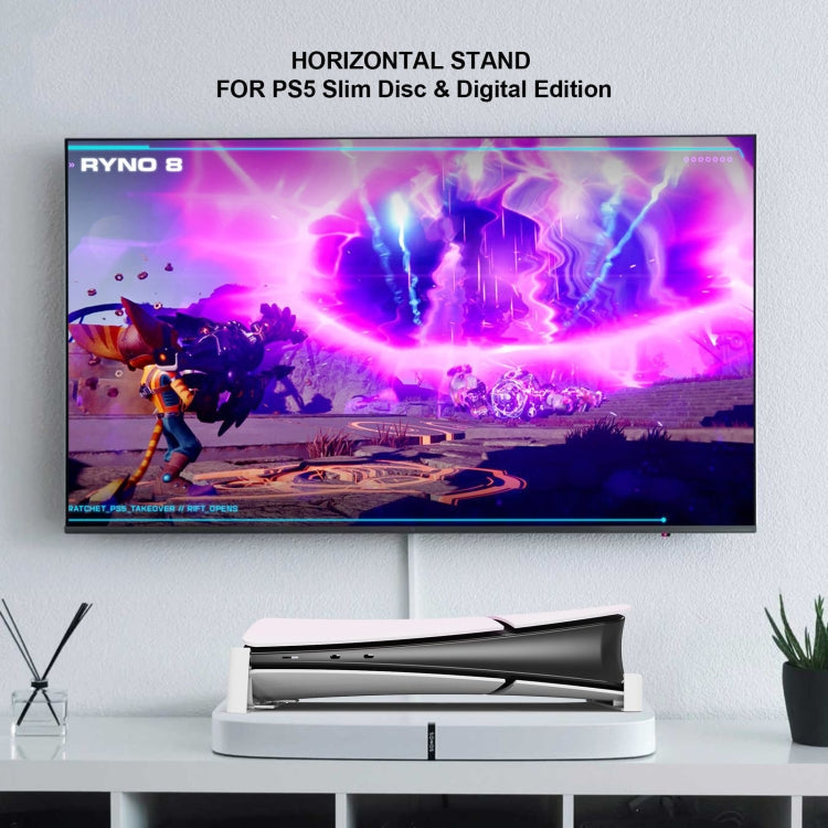 For PS5 Slim JYS-P5189 Console Horizontal Placement Stand Digital / Optical Drive Version Universal Storage Mount(Transparent)