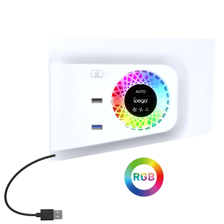 For PS5 Slim ipega PG-P5S019 Temperature Control Cooling Fan Face Cover Cooler + USB HUB with RGB Lights