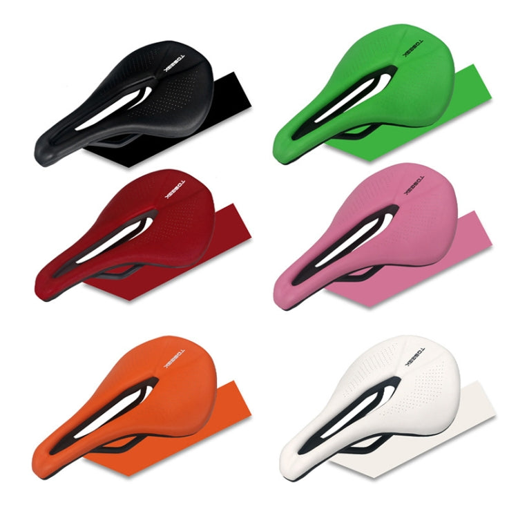 TOSEEK Bicycle Wide Seat Cushion Shock Absorption Comfortable Saddle, Color: Red