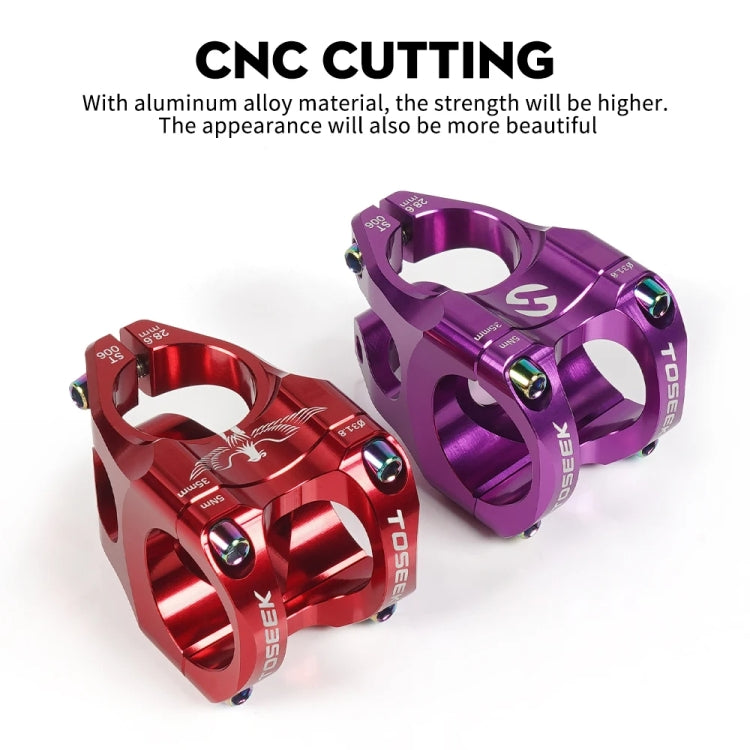 TOSEEK 35mm Aluminum Alloy Stem Bicycle Modification Accessories, Color: Purple