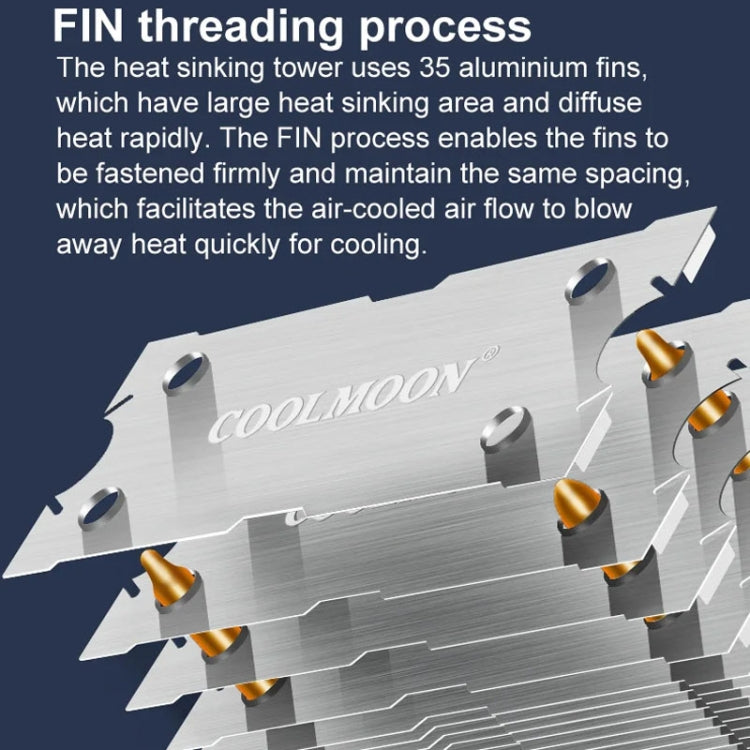 COOLMOON Frost Double Copper Tube CPU Fan Desktop PC Illuminated Silent AMD Air-Cooled Cooler, Style: P22 Magic Moon Edition Double Fan