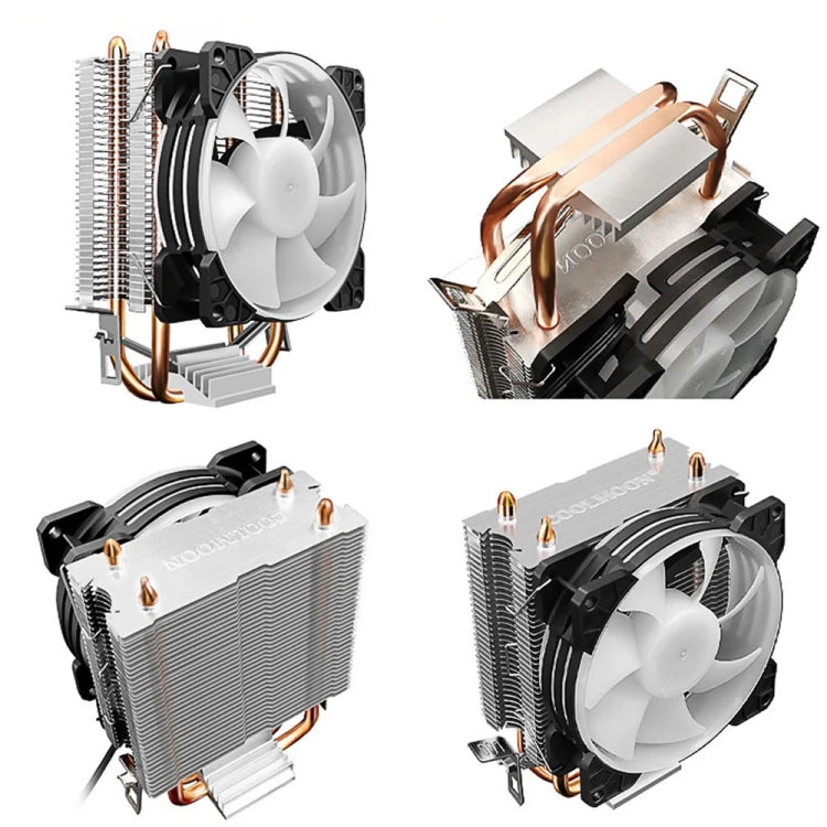 COOLMOON Frost Double Copper Tube CPU Fan Desktop PC Illuminated Silent AMD Air-Cooled Cooler, Style: P22 Magic Moon Edition Double Fan