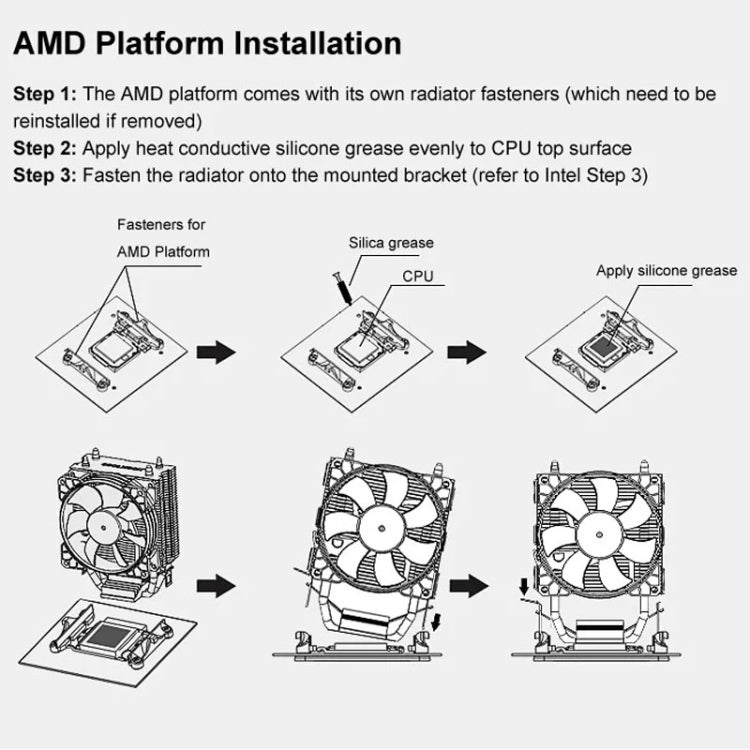 COOLMOON Frost Double Copper Tube CPU Fan Desktop PC Illuminated Silent AMD Air-Cooled Cooler, Style: P22 Streamline Edition Double Fan
