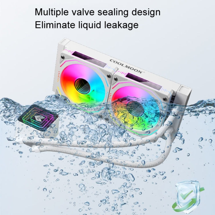COOLMOON Glacier 240 Water Cooling Radiator Desktop ARGB Multi-Platform Integrated Lens CPU Water Cooling Fan, Color: White