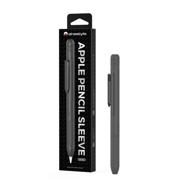 For Apple Pencil 1 AhaStyle PT141 Triple Defense Pen Clip Silicone Protective Case(Wine Red)