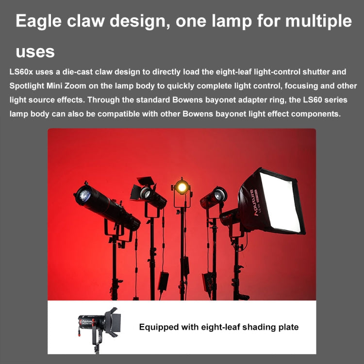 Aputure Adjustable Focus LED Photography Light Indoor Interview Video Live Fill Light, Spec: LS 60x