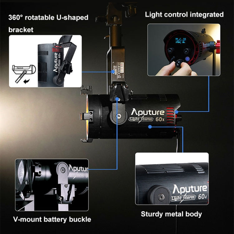 Aputure Adjustable Focus LED Photography Light Indoor Interview Video Live Fill Light, Spec: LS 60x