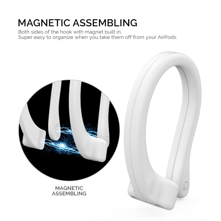 AhaStyle PT78 1pair Wireless Earphones Magnetic Silicone Storage Anti-Loss Earhooks For Apple AirPods 1 / 2 / 3 / Pro / Pro 2(White)