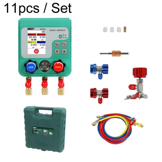 11pcs / Set DUOYI DY523 Automotive Vacuum Pressure Gauge Liquid Charge Fluorine Repair Electronic Refrigerant Meter