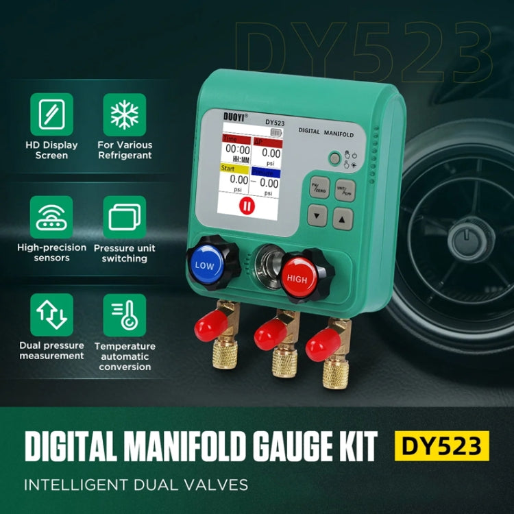 DUOYI DY523 Automotive Vacuum Pressure Gauge Liquid Charge Fluorine Repair Electronic Refrigerant Meter, 2pcs / Set, 11pcs / Set