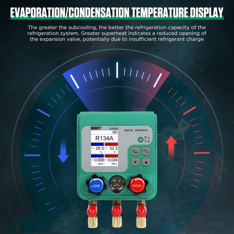 DUOYI DY523 Automotive Vacuum Pressure Gauge Liquid Charge Fluorine Repair Electronic Refrigerant Meter, 2pcs / Set, 11pcs / Set