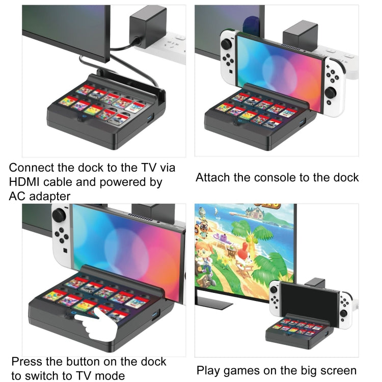 For Switch / Switch OLED Iplay NG-SW279 Cast Screen Charger Video Conversion Dock With Storage(Black)
