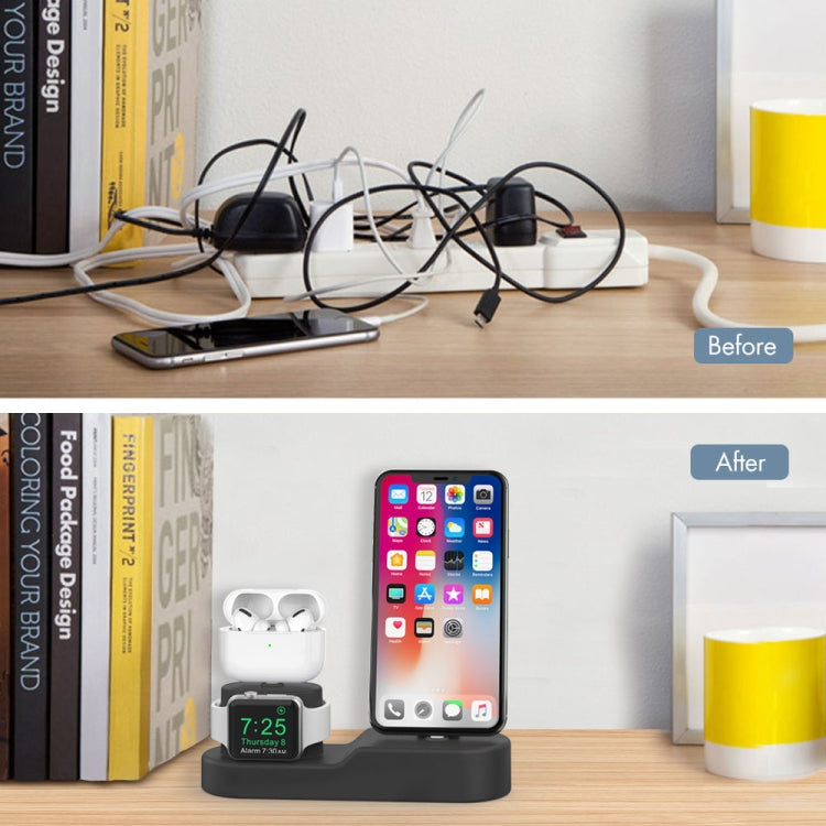 AhaStyle PT28-3 For iPhone / Apple Watch / AirPods 3 In 1 Silicone Desktop Charging Storage Base Bracket(Dark Gray)