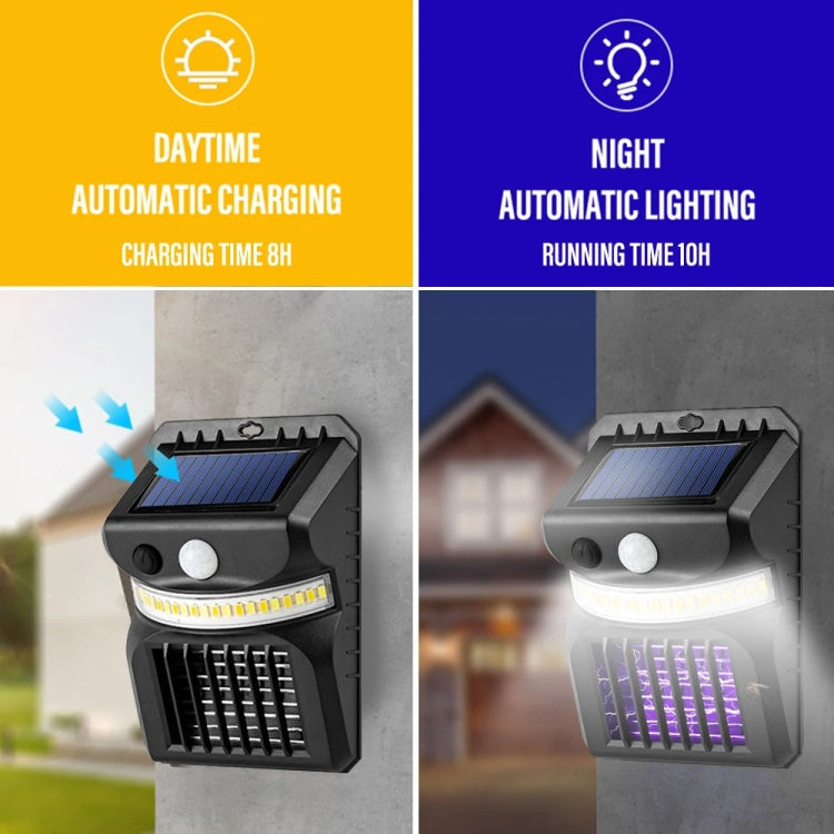 E-SMARTER W792 LED Solar Wall Light With Purple Light Mosquito Control Function Human Intelligent Sensor Outdoor Garden Lamp, Specification: White Light