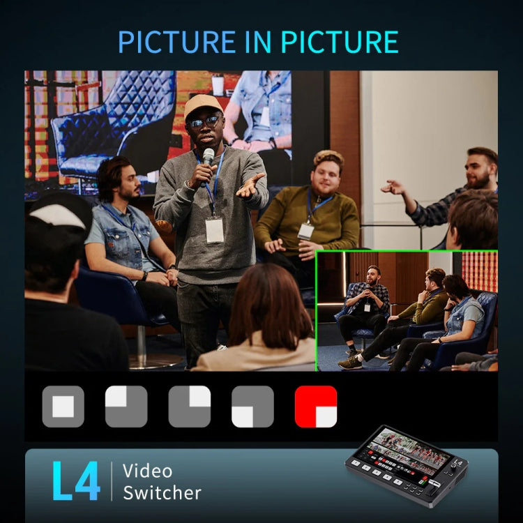 FEELWORLD L4 Multi-Camera Video Mixer Switcher 10.1" Touch Screen USB 3.0 Fast Streaming(US Plug)