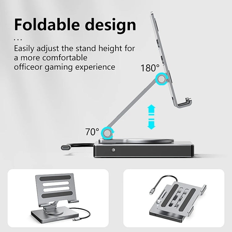 Blueendless 4K/60Hz Multifunctional Folding Tablet Type-C Docking Station Bracket, Spec: 8-in-1