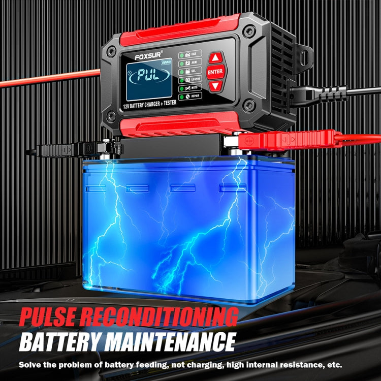 FOXSUR Cars Motorcycles 12V Lithium Cattery Charger With Battery Detection(EU Plug)