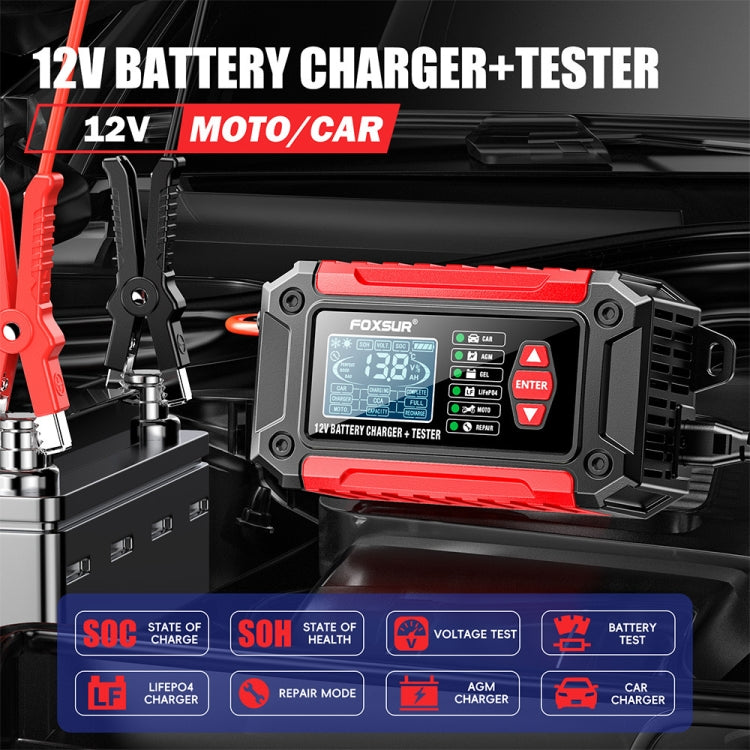 FOXSUR Cars Motorcycles 12V Lithium Cattery Charger With Battery Detection(AU Plug)