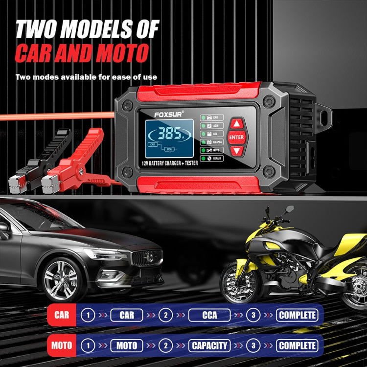 FOXSUR Cars Motorcycles 12V Lithium Cattery Charger With Battery Detection(AU Plug)