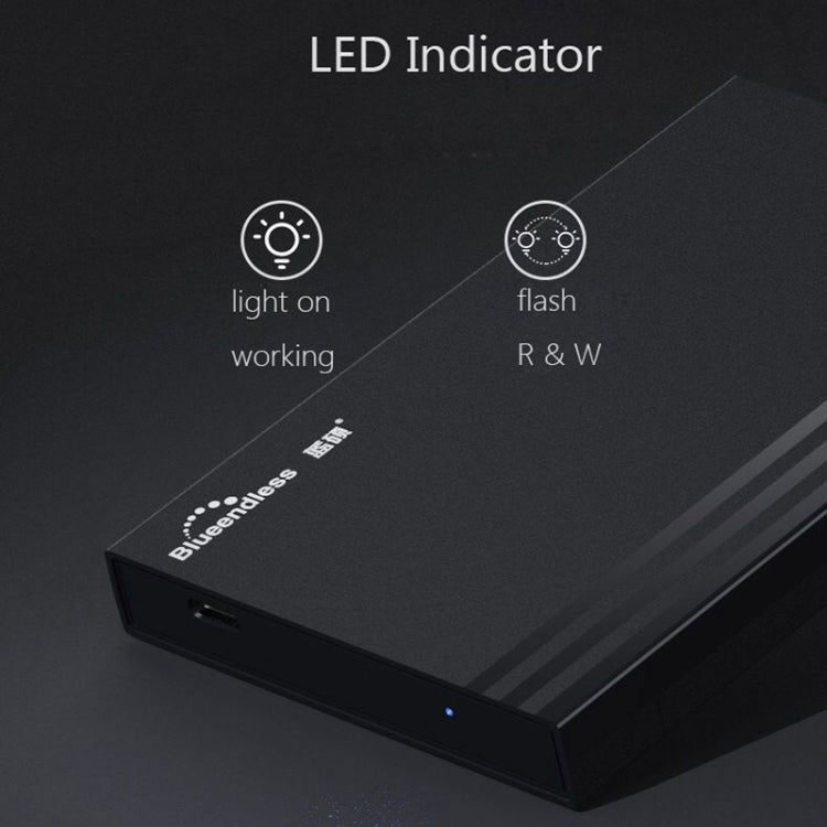 Blueendless MR23S 2.5-inch SATA Mobile Hard Disk Enclosure Tool-free Laptop External SSD, Spec: USB3.0