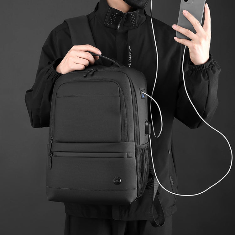 WEPOWER Men Expanded Casual Double Shoulder Bag Multifunctional USB Charging Backpack(Grey)