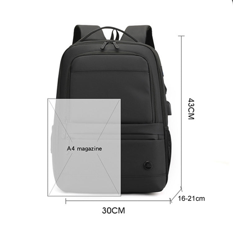 WEPOWER Men Expanded Casual Double Shoulder Bag Multifunctional USB Charging Backpack(Black)
