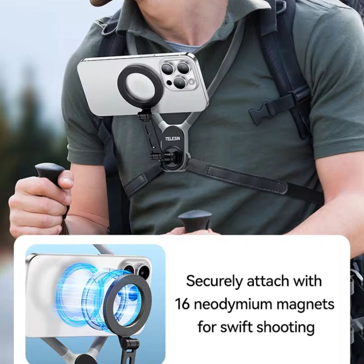 TELESIN MNM-002 Magsafe Magnetic Suction Mobile Phone Hanging Neck POV Viewing Angle Lazy Stand(Sky Blue)