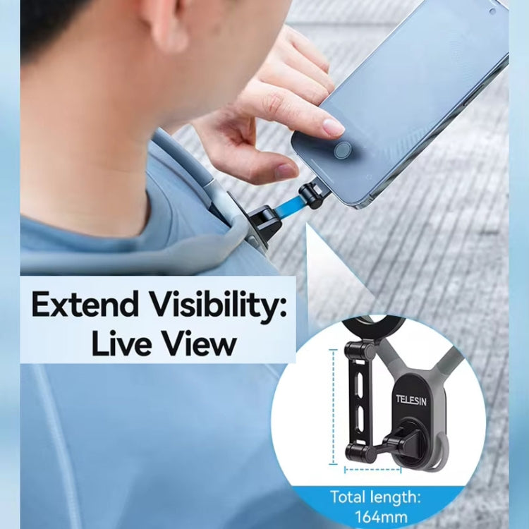 TELESIN MNM-002 Magsafe Magnetic Suction Mobile Phone Hanging Neck POV Viewing Angle Lazy Stand(Sky Blue)