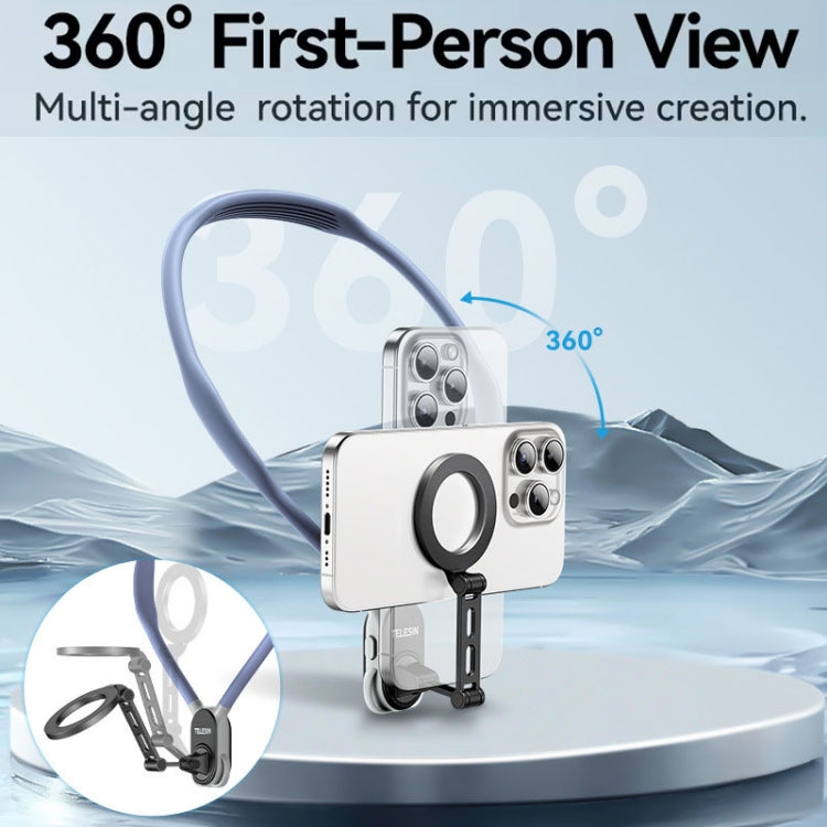 TELESIN MNM-002 Magsafe Magnetic Suction Mobile Phone Hanging Neck POV Viewing Angle Lazy Stand(Sky Blue)
