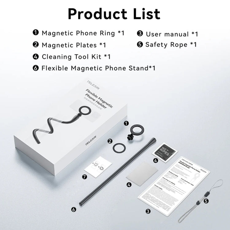 TELESIN P3-FM-01 Flexible Magnetic Fast Disassembly Magsafe Mobile Phone Bracket Sports Camera Entangled Fixed Holder(Black)