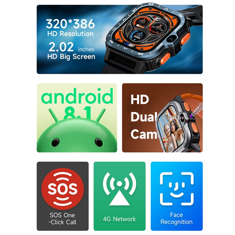LOKMAT APPLLP 4 MAX 2.02-inch Android 8.1 Full Network Wifi Card Bluetooth Smart Watch(Silver)