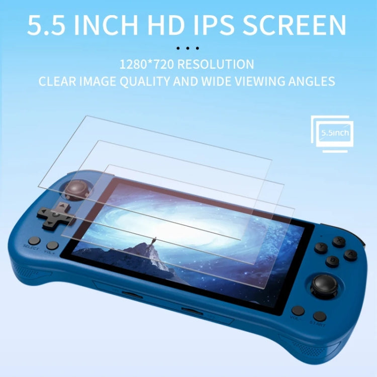 POWKIDDY X55 Game Console 5.5 Inch 1280 X 720 IPS Screen RK3566 Linux System Open-Source Retro Video Player 16GB+256GB(Black)