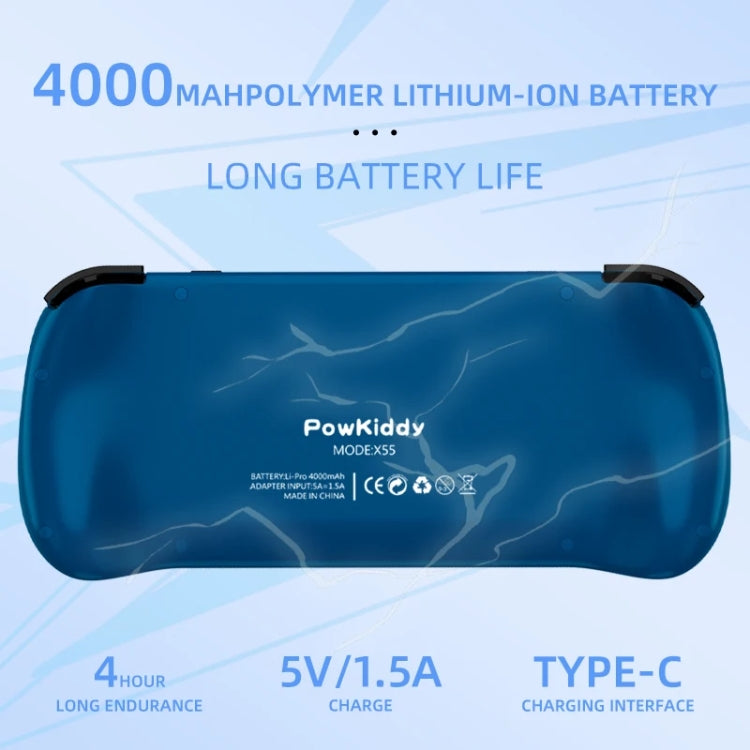POWKIDDY X55 Game Console 5.5 Inch 1280 X 720 IPS Screen RK3566 Linux System Open-Source Retro Video Player 16GB+256GB(Blue)