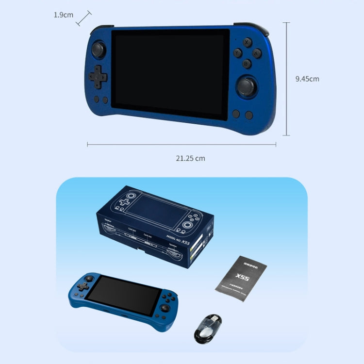 POWKIDDY X55 Game Console 5.5 Inch 1280 X 720 IPS Screen RK3566 Linux System Open-Source Retro Video Player 16GB+256GB(White)