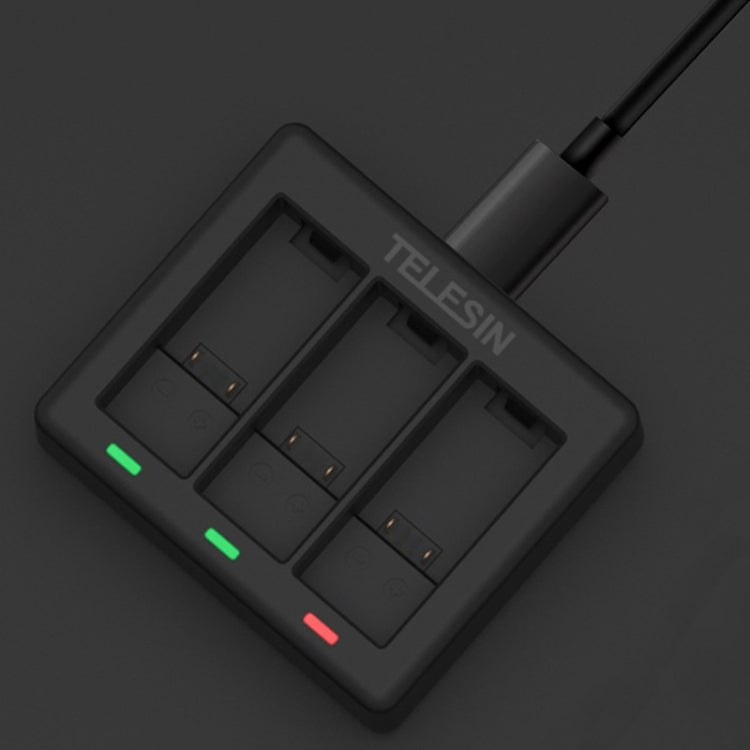 TELESIN GP-BCG-902 Battery 3 Slots Charger For GoPro HERO12 Black / HERO11 Black / HERO10 Black / HERO9 Black