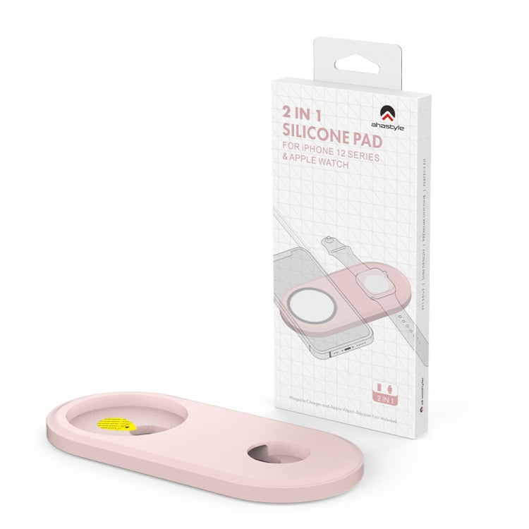 For Apple Watch / iPhone AhaStyle PT135 2 In 1 Silicone Wireless Charging Base(Pink)